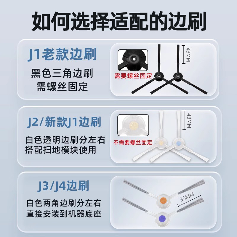 适配云鲸扫拖地机器人J1/J2新老款边刷J3/J4 Lite清洁刷耗材配件 - 图3