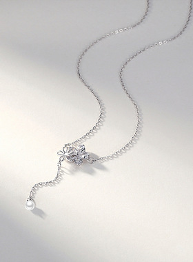 小众设计感花朵珍珠流苏项链女