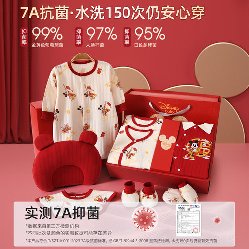 迪士尼婴儿衣服新生儿礼盒秋冬套装出生满月宝宝见面礼物用品高档 - 图0