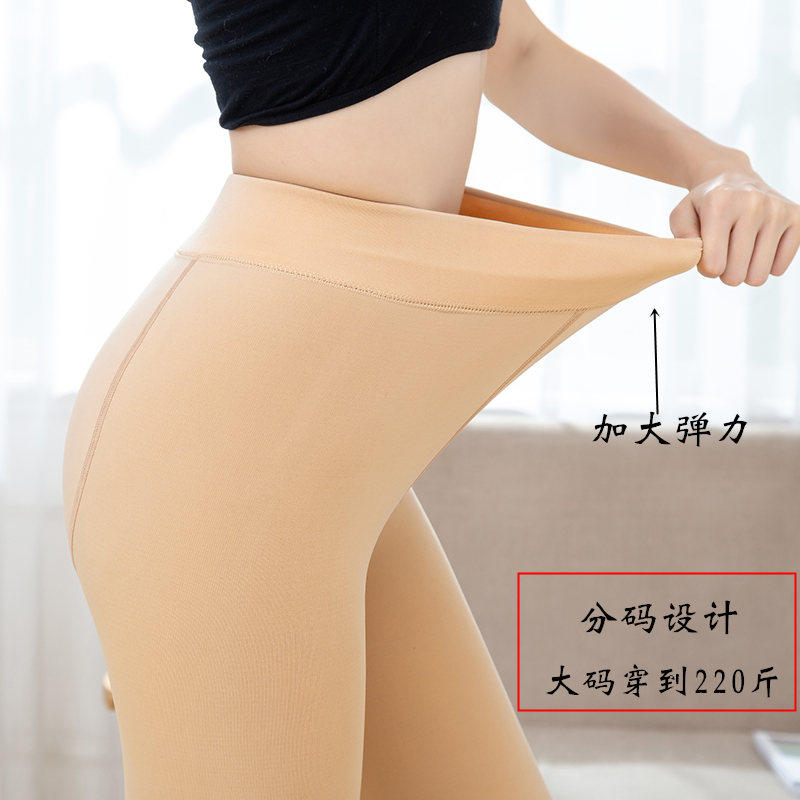 外穿春秋冬季加绒加肥加大码连裤袜 绒汇打底裤