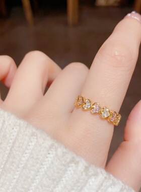 气质精致甜美简约爱心戒指 高级感时尚百搭食指戒