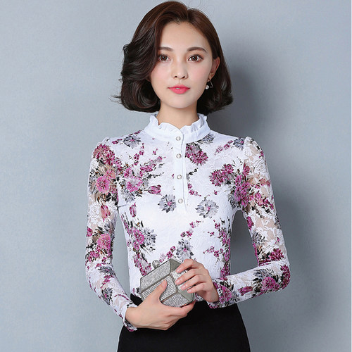 秋冬季保暖内衣女加厚加绒外穿紧身单件上衣中老年妈妈蕾丝打底衫 - 图2