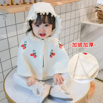 Korean Version Children Shawl Autumn Winter Coat Baby Girl Baby Girl Lace Cap Cloak Cape Sweet Princess Out
