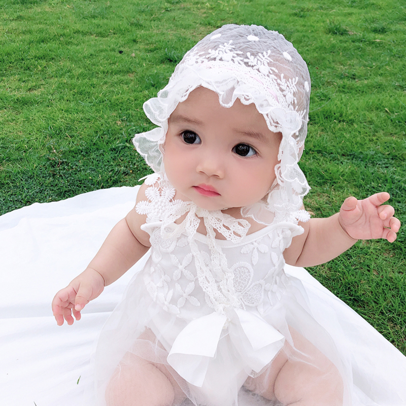 婴儿帽子夏季薄款新生婴儿帽子公主蕾丝遮阳胎帽宝宝帽子女童防晒