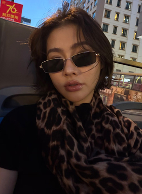 港风复古高级感金属方框窄框墨镜男潮个性凹造型蹦迪街拍太阳眼镜