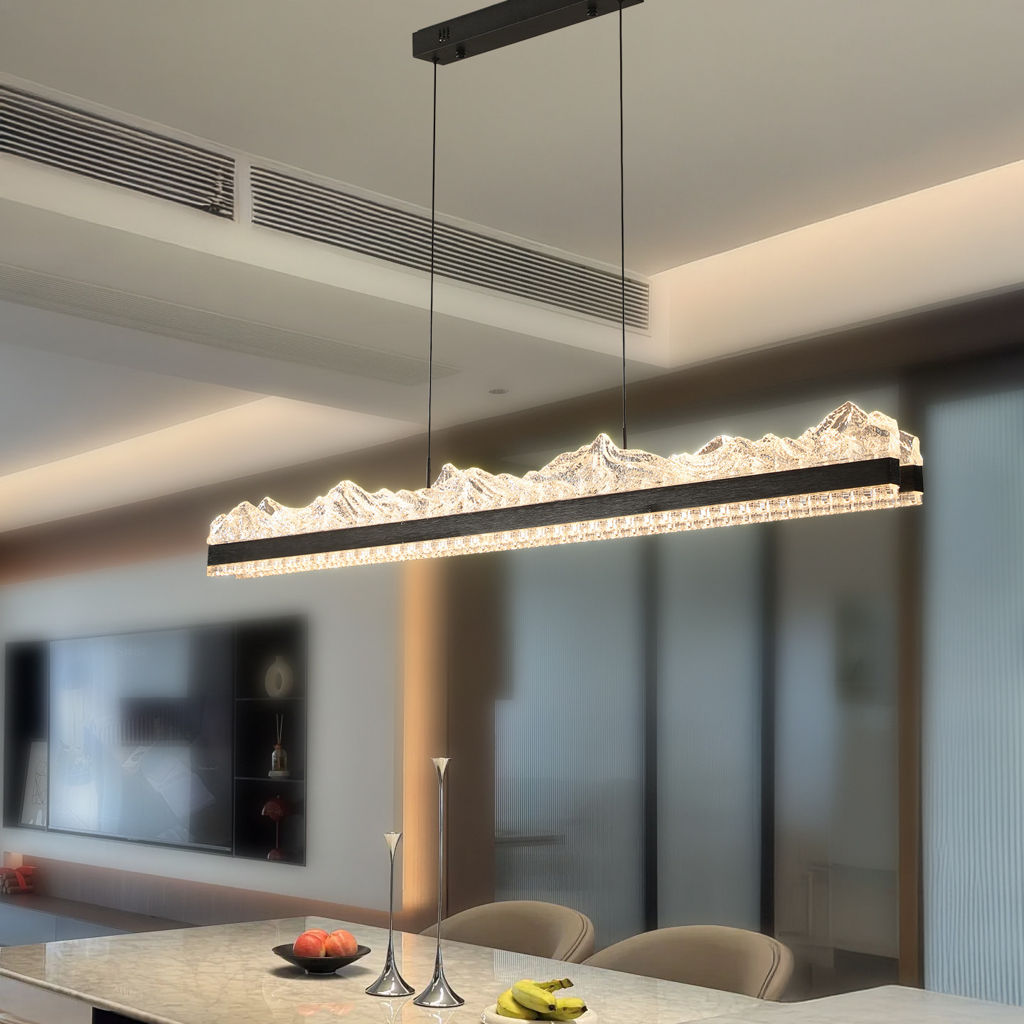 意式极简高端悬浮升降餐厅吊灯2025年新款轻奢长条一字饭厅餐桌灯,淘宝优惠券,粉丝福利购,淘宝优惠卷