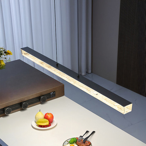 悬浮餐厅吊灯现代简约意式轻奢高级感2025极简一字长条餐桌岛台灯 - 图3