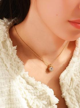 叠戴金色招财莫桑黄钻项链简约项链八箭八心优雅时尚百搭限定