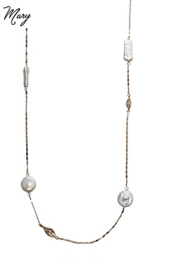 异形巴洛克淡水珍珠包金长项链坠子可拆卸长项链淡水珍珠毛衣链