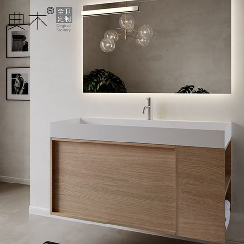 现代简约浴室柜卫生间洗漱台定制别墅高端一体超大盆洗脸洗手盆柜 - 图2