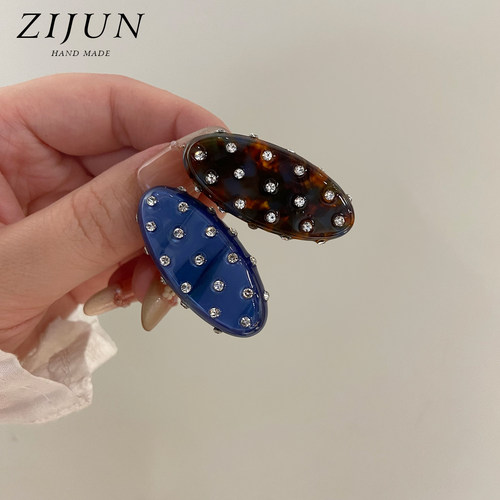 甜美闪钻醋酸小发夹女高级感可爱椭圆鸭嘴夹子头饰侧边刘海夹发卡 - 图2