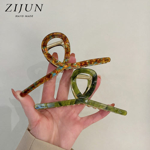 高级感大号抓夹醋酸发夹女气质后脑勺鲨鱼夹发抓发饰盘发金属夹子 - 图2
