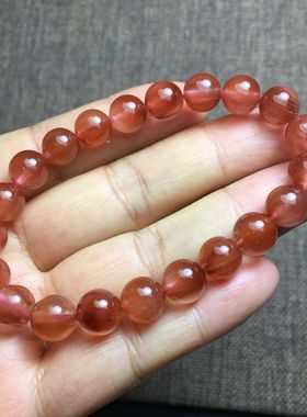 纯天然红兔毛粉兔毛白兔毛水晶手链 手串饰品男女款礼物