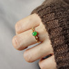 Sun green cabochon jade inlaid band ring