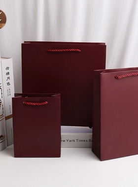 珠宝首饰包装袋礼品袋购物纸袋子酒红三股绳手提袋收纳袋印logo