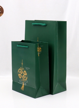 如意绿色手提袋首饰包装袋纸袋珠宝店饰品店礼品袋子