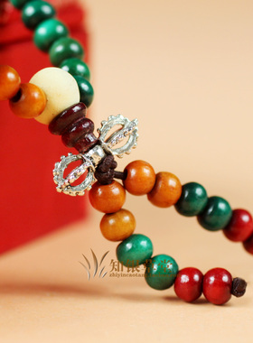 216颗五彩檀木佛珠手链 时尚淡雅暗香首饰金刚杵保平安手串