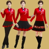 艳王 Осенний демисезонный комплект, бархатный лонгслив, танцующая юбка для пожилых людей, для среднего возраста