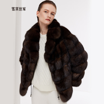 Snow Treasure House Imported Russian Purple Mink Fur Coats Womens Age Whole Fur Coat 2023 Winter Light Lavish