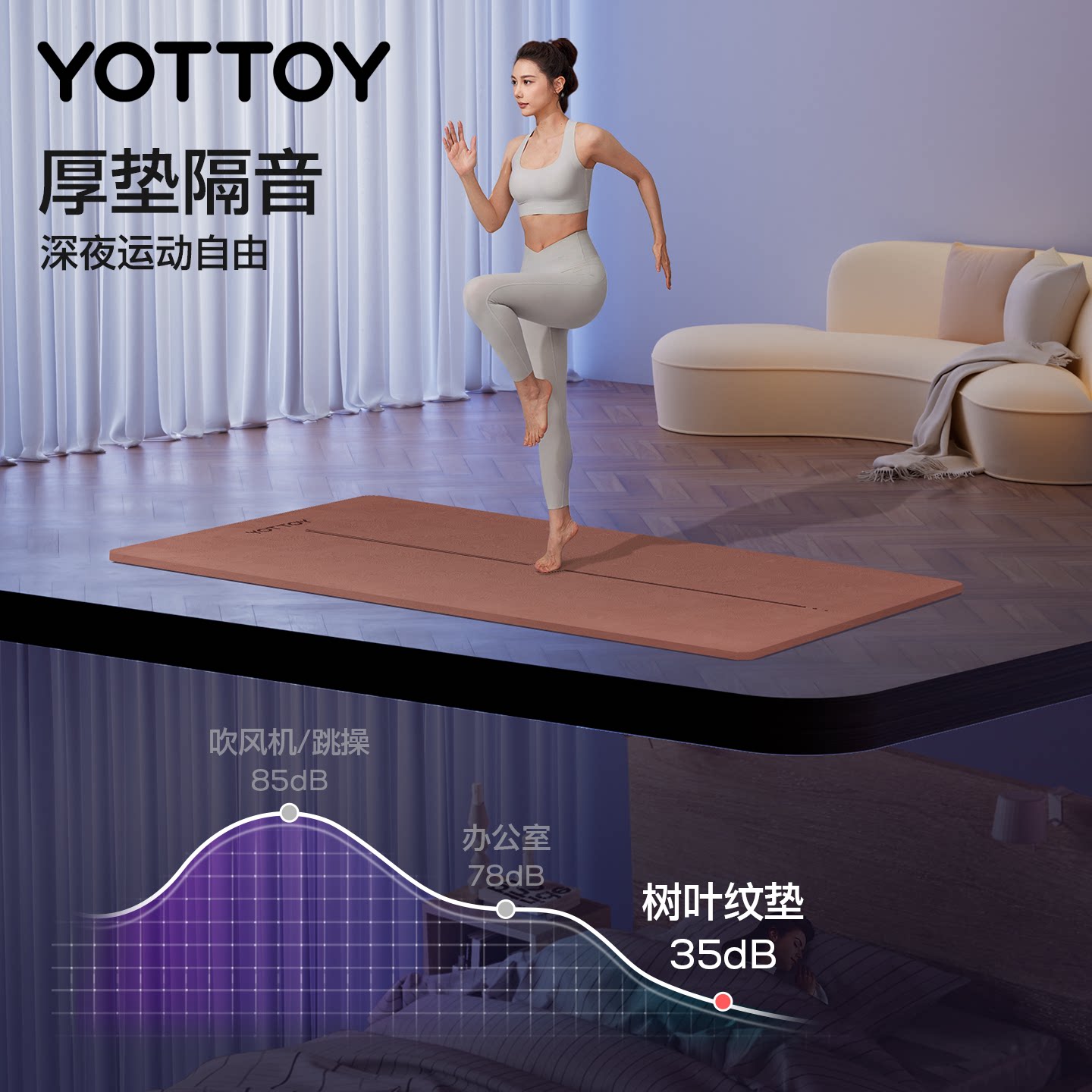 【胡可直播】YOTTOY瑜伽垫抗菌健身垫家用2026新款专业防滑减震