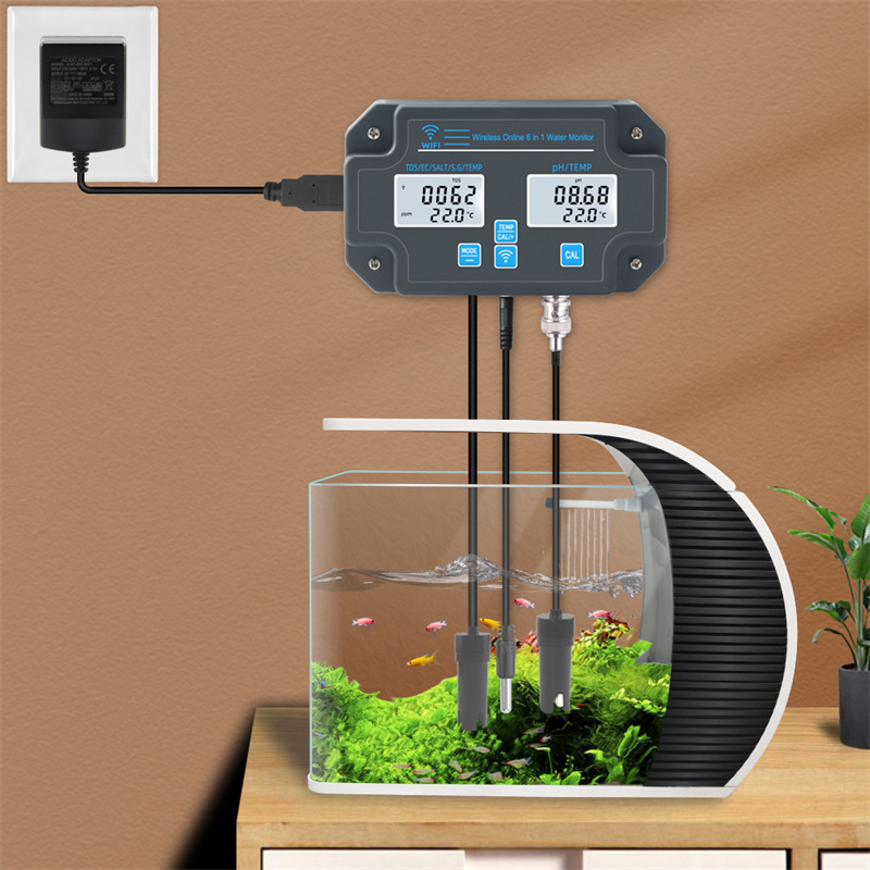 鱼缸水质在线检测仪涂鸦智能WIFI连接水产养殖盐度六合一水质测试 - 图3