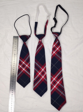 学生制服红色免打格子领带
