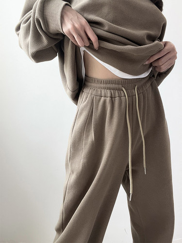 米米小姐2026春季宽松卫衣休闲运动服短裤两件套卫裤假两件套装女 - 图2