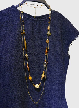 手工串珠DIY项链长款高档优雅长链子毛衣链多层百搭衣服挂件配饰