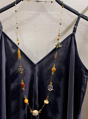 手工串珠项链长款高档优雅装饰长链子毛衣链多层百搭衣服挂件配饰