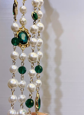 时尚珍珠长款毛衣链水晶气质百搭复古优雅精致通勤连衣裙项链配饰