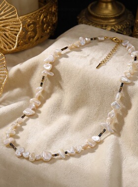 原创设计优雅长款毛衣链简单大方百搭项链挂件天然贝壳装饰链女款