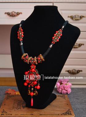 小众设计感饰品红色夸张高档女士