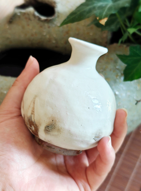 粉引 日本进口信乐烧粗陶花器花瓶插花复古手作家居书房摆件送礼