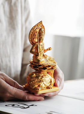 文殊菩萨进口镀金佛像生肖兔年