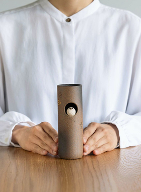 日本信乐烧粗陶花器花瓶摆件送礼