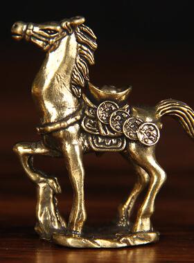 纯黄铜马上封猴摆件家居饰品铜猴子生肖猴器铜中式元宝猴装饰