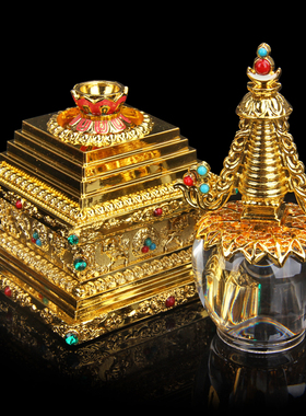 藏传用品水晶舍利塔镀金