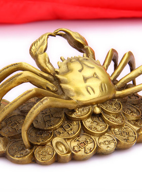 纯铜金钱螃蟹将军装饰工艺品摆件