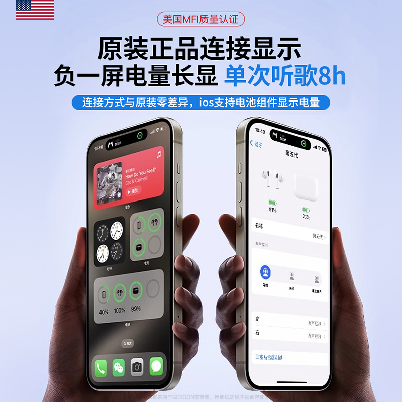 2024新款蓝牙耳机五代降噪适用iphone15华强北苹果无线5正品pro2 - 图3