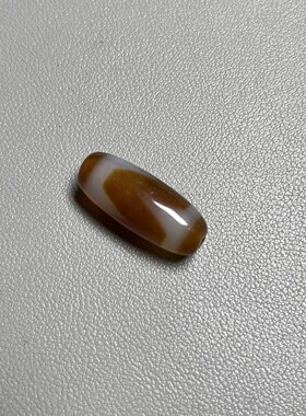 西藏老矿老玛瑙高油包浆虎牙玛瑙天珠马蹄纹单珠直径12*28MM