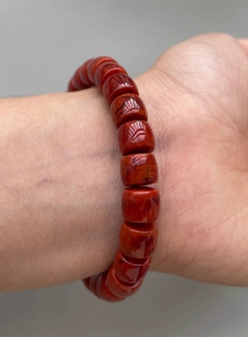 天然南红玛瑙直切桶珠款手链男女款精品南红玛瑙手串饰品