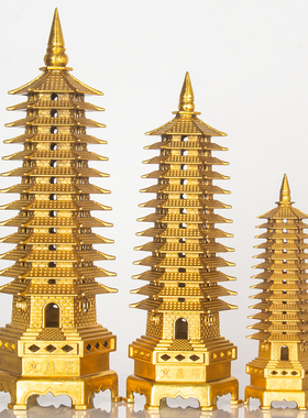 纯黄铜文昌塔九层十三层文峰塔宝塔摆件大号精工桌面装饰送学生