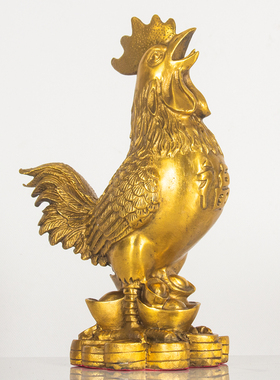 纯黄铜鸡摆件铜公鸡金鸡十二生肖鸡吉祥物安宅家居客厅工艺品摆件