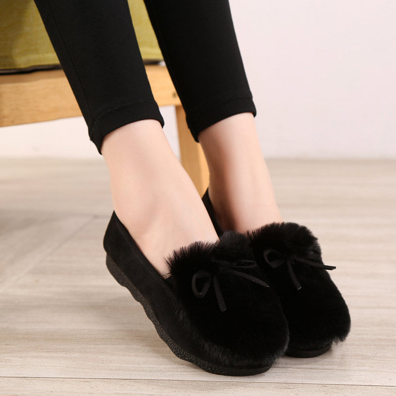 豆豆鞋女秋冬2024韩版加绒毛毛鞋女棉鞋学生浅口懒人平底鞋孕妇鞋,淘宝优惠券,粉丝福利购,淘宝优惠卷