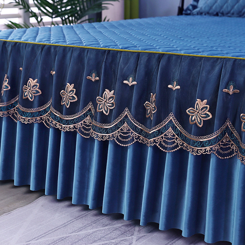 冬季新款加厚床裙简约现代夹棉床围裙花边款床单防滑床罩套裙式,淘宝优惠券,粉丝福利购,淘宝优惠卷