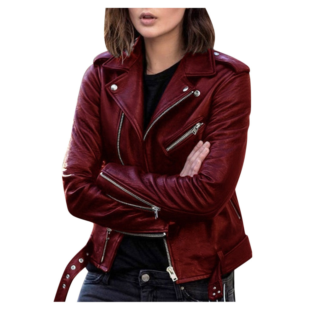 NEW Faux Leather Jacket Women Casual PU Coats For Ladies 5XL-图1