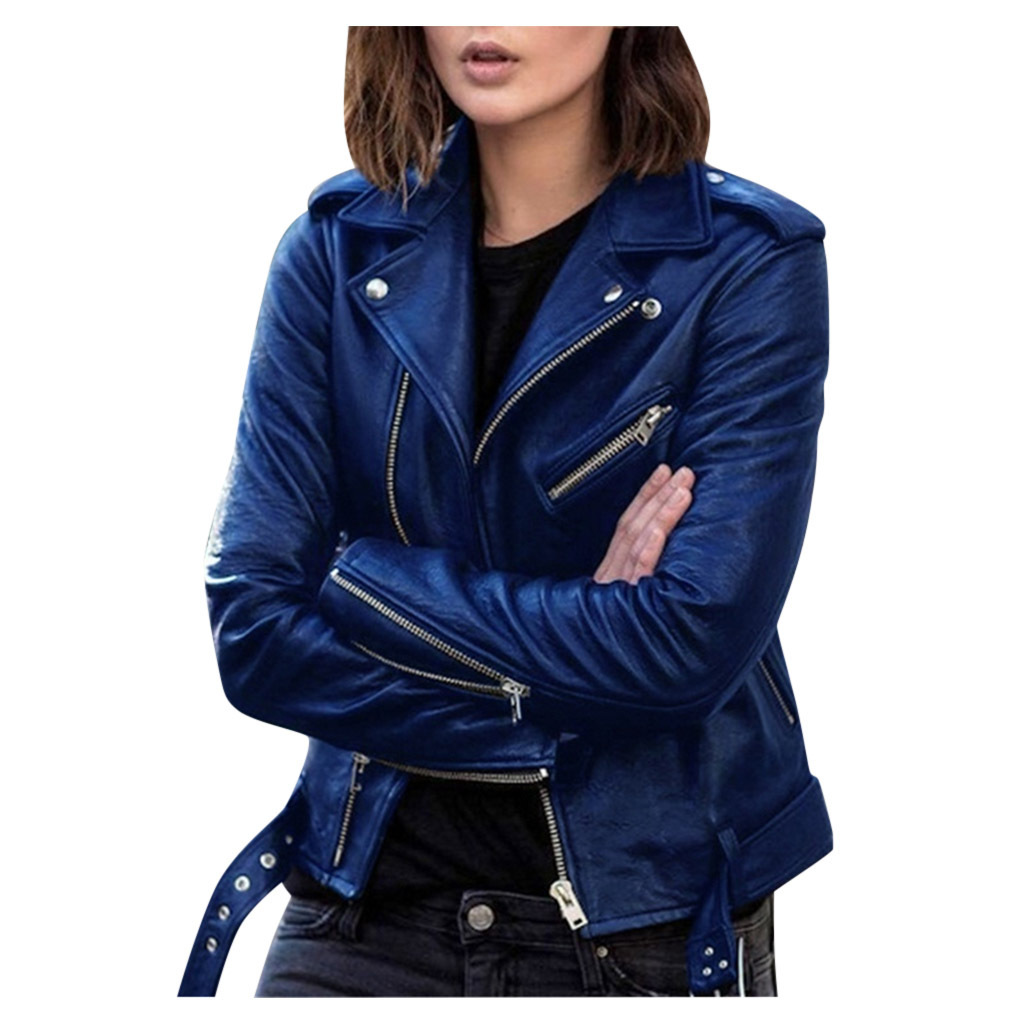 NEW Faux Leather Jacket Women Casual PU Coats For Ladies 5XL-图3