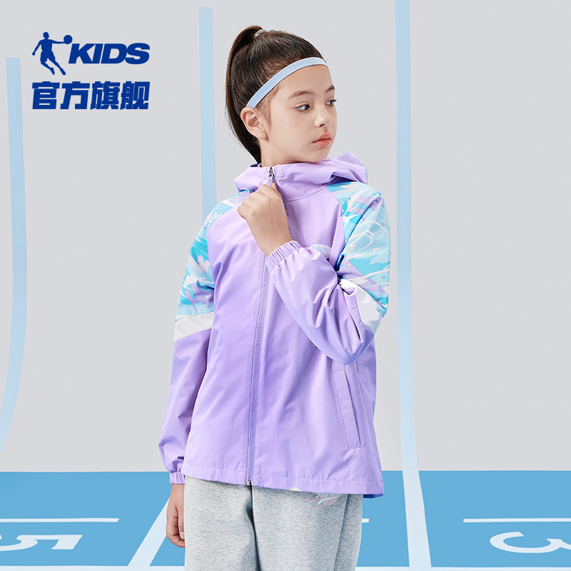 中国乔丹童装女童春装外套2024春季新款大童运动风衣儿童春款衣服-图3