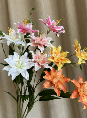 2头重瓣小百合高品质仿真花桌花