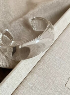 欧美时尚复古不规则晕染树脂手镯港风复古个性大理石纹理手环手饰